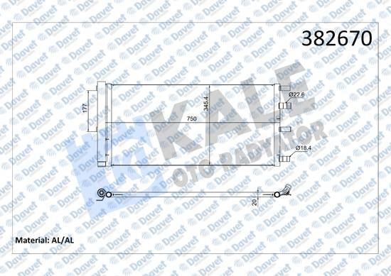 KALE 382670 Klima Radyatoru Ford Tourneo Custom Transit Custom Transit V362,V363 2.0 Ecoblue 18> Kurutucu Ile [Brazing Al/Al] [750x345x20]